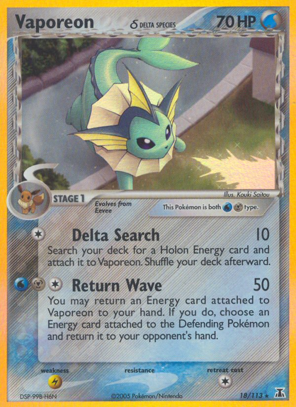 EX Delta Species Holo Vaporeon #18/113